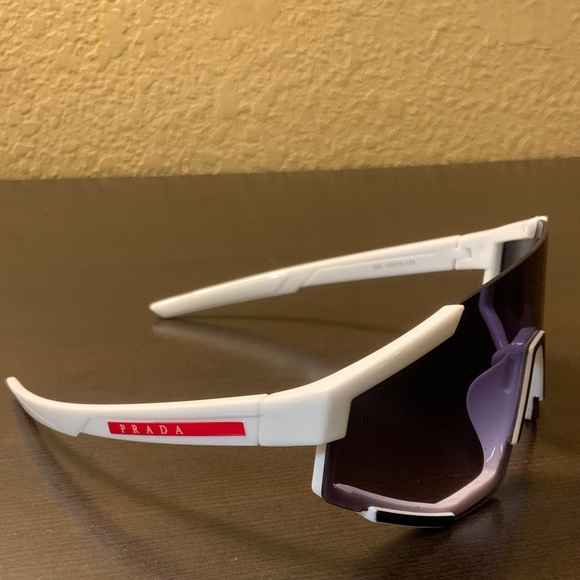 Prada Sport Sunglasses White Frame with Purple Gradient Lenses - Picture 1 of 3